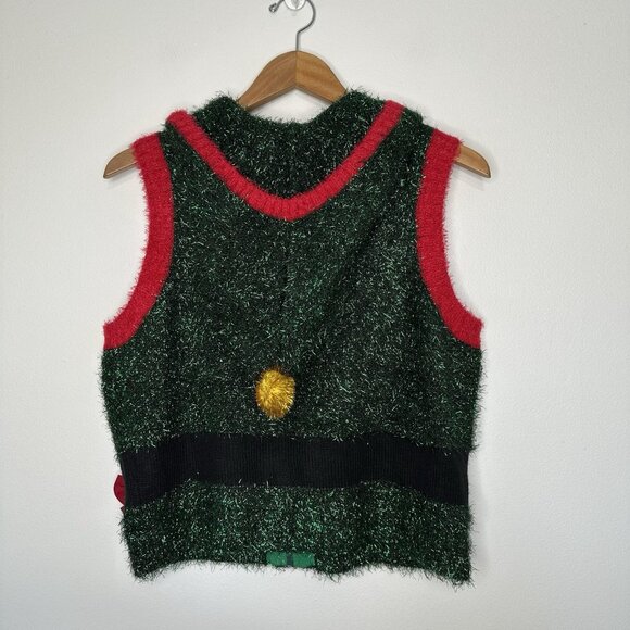 Major Label Group Christmas Ugly Vest Size M Green - Picture 2 of 8